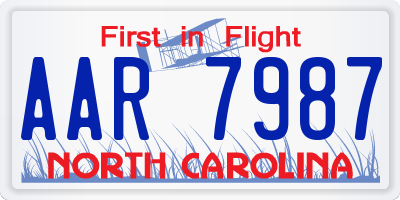 NC license plate AAR7987