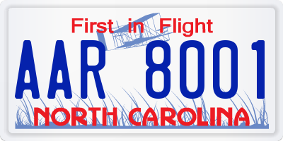 NC license plate AAR8001