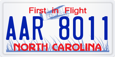 NC license plate AAR8011