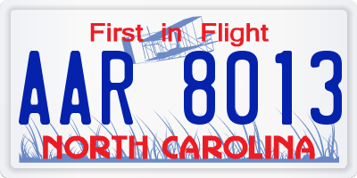 NC license plate AAR8013