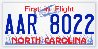 NC license plate AAR8022