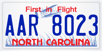NC license plate AAR8023