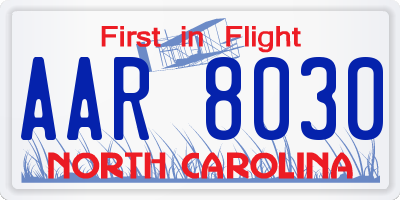 NC license plate AAR8030