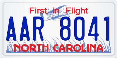 NC license plate AAR8041