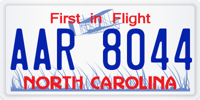 NC license plate AAR8044