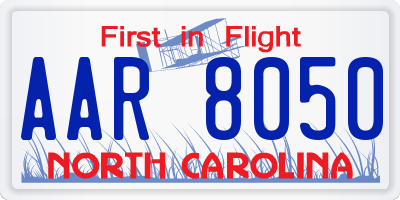 NC license plate AAR8050
