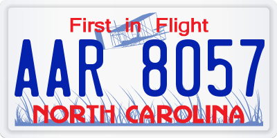 NC license plate AAR8057