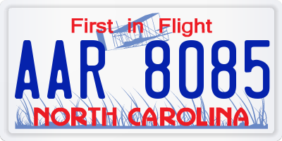 NC license plate AAR8085