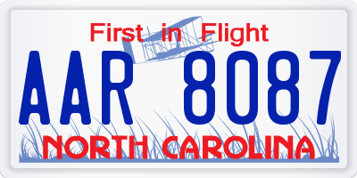 NC license plate AAR8087