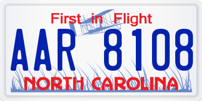 NC license plate AAR8108