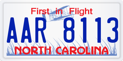 NC license plate AAR8113