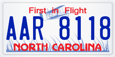 NC license plate AAR8118