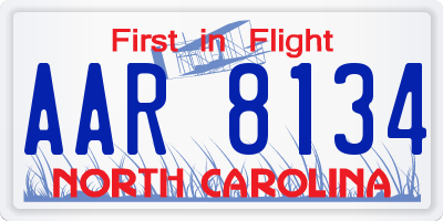 NC license plate AAR8134