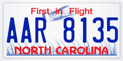 NC license plate AAR8135