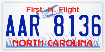 NC license plate AAR8136