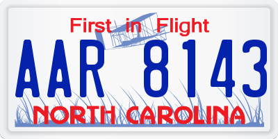 NC license plate AAR8143