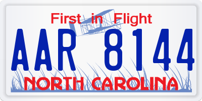 NC license plate AAR8144