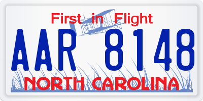 NC license plate AAR8148