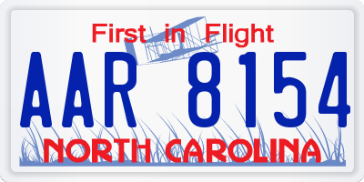 NC license plate AAR8154