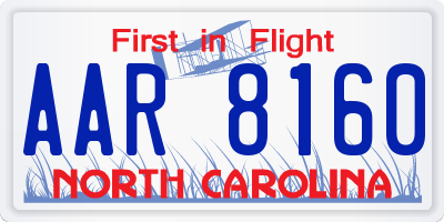 NC license plate AAR8160