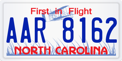 NC license plate AAR8162
