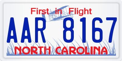 NC license plate AAR8167