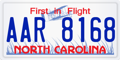 NC license plate AAR8168