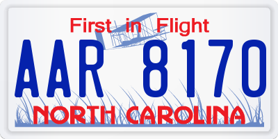 NC license plate AAR8170