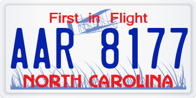 NC license plate AAR8177