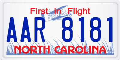 NC license plate AAR8181