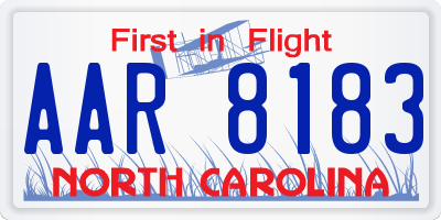 NC license plate AAR8183