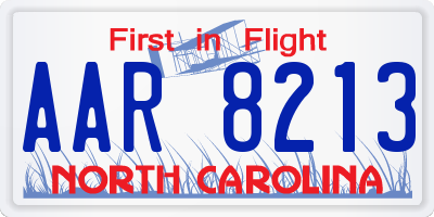 NC license plate AAR8213