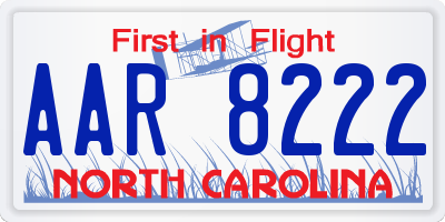 NC license plate AAR8222