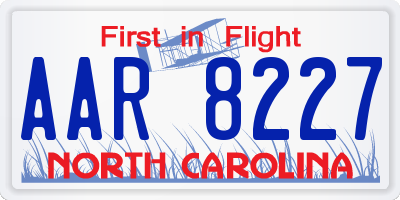 NC license plate AAR8227