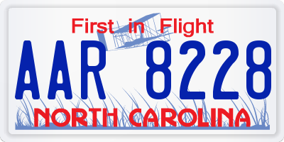 NC license plate AAR8228
