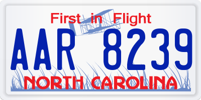 NC license plate AAR8239
