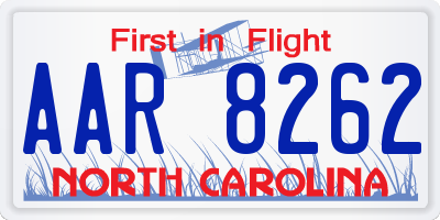 NC license plate AAR8262