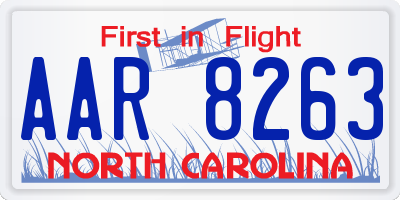NC license plate AAR8263