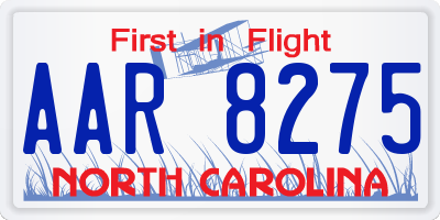NC license plate AAR8275