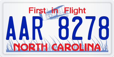 NC license plate AAR8278