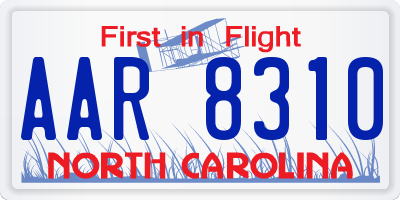 NC license plate AAR8310