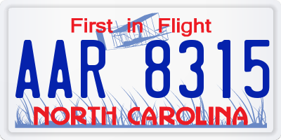 NC license plate AAR8315