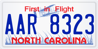 NC license plate AAR8323