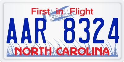 NC license plate AAR8324