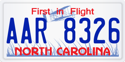 NC license plate AAR8326