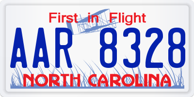 NC license plate AAR8328
