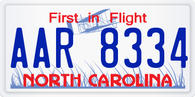 NC license plate AAR8334