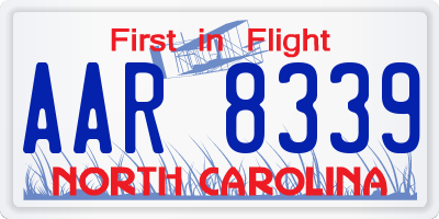 NC license plate AAR8339