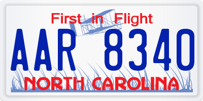 NC license plate AAR8340