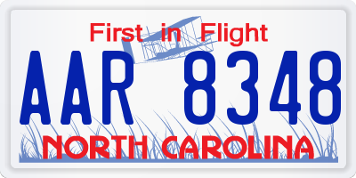 NC license plate AAR8348
